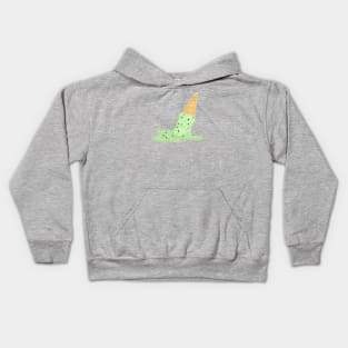 Melting Mint Chocolate Chip Ice Cream Cone Kids Hoodie